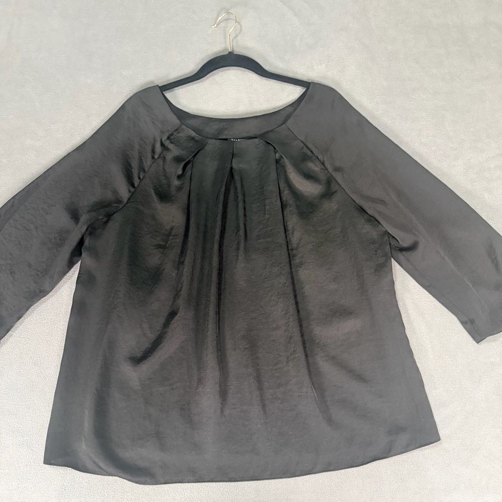 Talbots Black Blouse/Top- 3/4 Sleeves- Satin/Silk Look- Size 16
